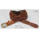 Brown Geniune Leather Braided Belt For Lady , Decoration Belt With Antic Brass Buckle