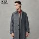 Mid-Length Dark Gray Wool Coat Business Casual Men's Windbreaker with Mandarin Collar