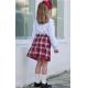 Red Plaid school skirt students school uniform with all grades