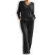 Women s Sweaters for Daily Wear Product Type and Country Of Origin Straight leg pants loose V-neck pit stripe knit suit