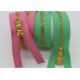 Colorful Women Brass Metal Dress Zips Length Customized For Garments / Wallet