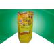 Six Faces Yellow Recyclable Corrugated Cardboard Dump Bins Offset Printing For Cup Snacks