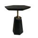 European Style Black Stainless Steel Walnut Side Table