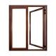 Wood Grain Frame Aluminum Flush Casement Doors Double Track With Heat Strip