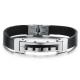 Tagor Stainless Steel Jewelry Super Fashion Silicone Leather Bracelet Bangle TYSR135