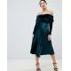 custom wholesale price maternity pleated velvet bardot midi dress