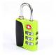 Zinc Alloy TSA travel lock& Fashion Design green Tsa Luggage Lock& 64.7g Tsa Bag Number Lock