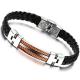Tagor Stainless Steel Jewelry Super Fashion Silicone Leather Bracelet Bangle TYSR057