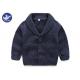 Lapel Collar Boys Navy Blue Cardigan Sweater , Children's Knitted Jackets Cotton