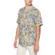 Floral Printed Linen Mens Short Sleeve Tropical Shirts OEM Business Casual Hawaiian Shirt