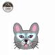 Grey Cat Custom Sew On Patches , Handmade Sew On Animal Patches Towel Material