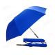Light Blue Foldable Golf Umbrella Fibreglass Ribs Bamboo Handle 14mm Steel Shaft