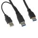 2x USB 3.0 two A Male to A Male Power Supply Y-Cable am to am for HDD Enclosure 2Ft Black,