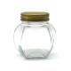 Transparent Food Safe Airtight Honey Jar , Storage Honey Hexagon Glass Jars