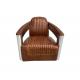 Vintage Geninue Leather Aviator Chair Aluminum Swivel Chair