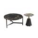 Grandeur Trident Marble Ceramic Coffee Table  Black Titanium Base