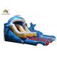 Blue One Lane Inflatable Water Slide With Bouncer For Water Park