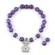 Gemstone Purple Cat Eye With Bear Handmade Round Shape Stretch Bead Bracelet For Jewelry Gift