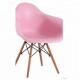 Pink Plastic Dining Chairs Wooden Legs High Toughness With Anti Slip Mats