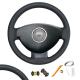 For Renault Duster Dacia Duster 20112012 2013 2014 2015 Custom Black Leather Handing Sew Steering Wheel Cover