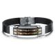 Tagor Stainless Steel Jewelry Super Fashion Silicone Leather Bracelet Bangle TYSR130