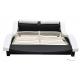 Wave Shape Upholstered Bed Frame PU Leather Plywood With LED Footboard