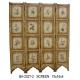 Vintage Countryside Carving 4 Panel Folding Screen Wooden Screen Room Divider