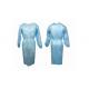 Blue Disposable Isolation Gown Long Sleeve Round Neck Light Weight