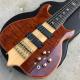 6 String Electric Bass Guitar with Win Red burst Maple top Ebony Fingerboard Active pickups Bass Neck through body