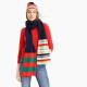 Colorful Stripe RIB Knitted Hat Scarf Gloves Set For Winter Wear Resistant