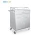 Hospital 2 Drawers And 1 Cabinet Stainless Steel  Medical Medicine Trolley