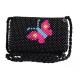 Black Beaded Pearl Hand Bags Red Butterfly Pattern With Zipper 21cm length OEM