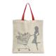 Red Handle Beige Shopping 8oz Cotton Tote Bags