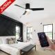 Low Profile 52 Inches Smart Led Ceiling Fan Flush Mount 3 Abs Blades With Speaker