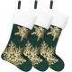 3PC Christmas Stocking,Sequin Hanging Stocking Decorations Christmas Party Family Decor (Green)