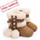 Free sample cotton fluff ball rubber sole anti-slip indoor booties 0-2 years boy and girl baby boots