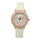 Ladies Top Quality Vogue Steel Wrist Watches with Genuine Leather Strap and flower diamonds dial OEM
