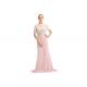 Elegant Short Sleeve Light Pink European Style Evening Dresses Straight Skirt Type