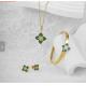 MINTER 3 Pcs Lucky Four-Leaf Clover Jewelry Shine Diamond Gold-Plated  Necklace Earrings Bracelet