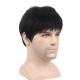 Custom Glueless Short Wigs Natural Brazilian Human Hair for Young Men at 250% Density