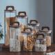 Food Storage Container High Borosilicate Glass Kitchen Jar with Wooden Bamboo Lid