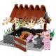 MOC city accessories bricks farm house mini figures diy pig animal house building blocks educational toys