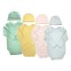 Baby Boys 100% Cotton Long-sleeved Summer Rompers Set with Cap Support OEM 4 Colors