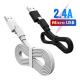 3FT Flat Micro USB Cables 5V 2.4A CE 3.5MM OD Fast Charging