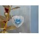 Heart Cut Lab Created Diamond Pendants Blue Diamond Heart Pendant 2.63ct