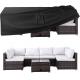 Outdoor Waterproof Patio Furniture Covers,420D Oxford Polyester Black Rectangular Sectional Furniture Set Covers