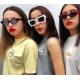 BSCI Trendy Fashion Sunglasses Women Rectangle Frame Clear Mirror Lens Glasses UV400