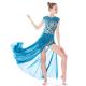 Stretchy Mesh Sleeveless Maxi Dress Lyrical Dance Costumes For Competition