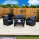 KD 5pcs Black Selling Well Rattan Wicker Outdoor Sofa Set