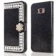 Book style shinny stand bling diamond leather wallet phone case for samsung s8 s8 plus
